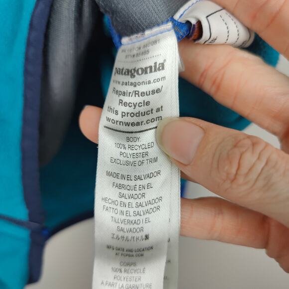 Patagonia Micro D Snap-T Jacket Kids XL 14 Blue Teal Full Zip Fleece Hooded - Picture 6 of 10